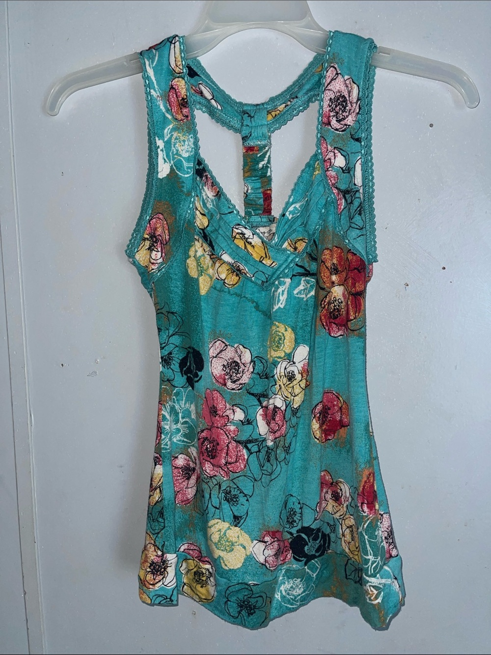 American Rag Teal Floral Racerback Tank